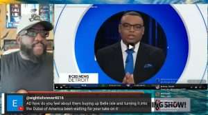 YouTube video screenshot discussing the proposed $50B Belle Isle Detroit development plan and Freedom City concept